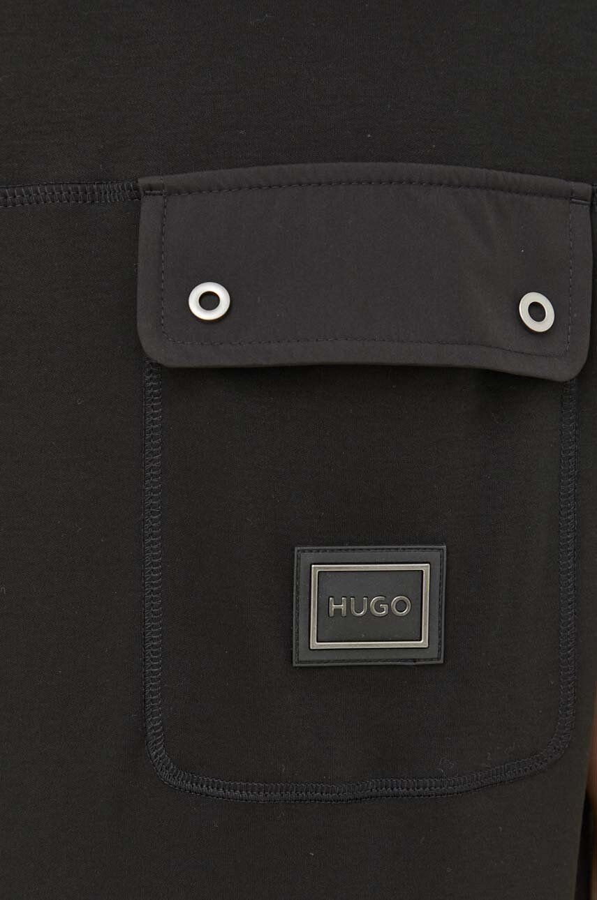HUGO t-shirt bawełniany kolor czarny z aplikacją