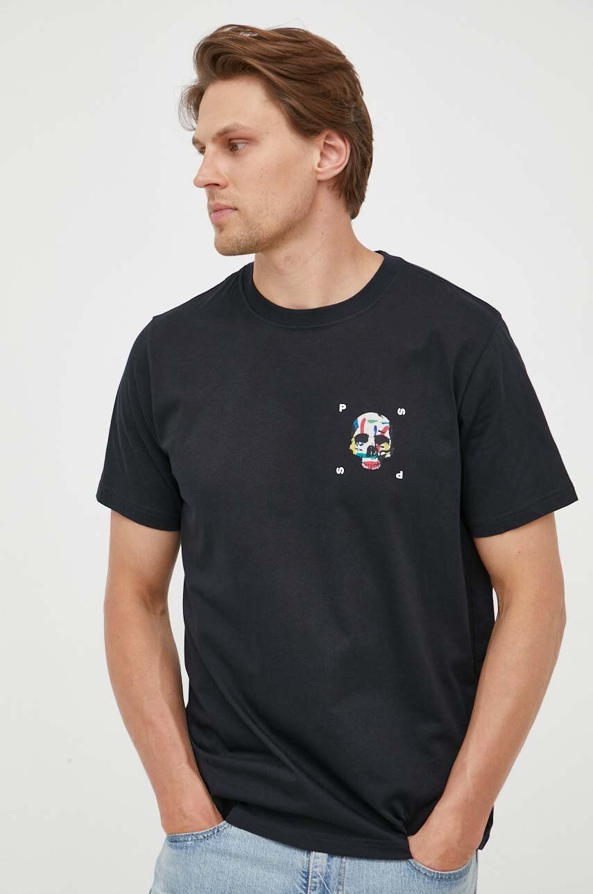 Bavlněné tričko PS Paul Smith tmavomodrá barva - námořnická modř -  100 % Bavlna