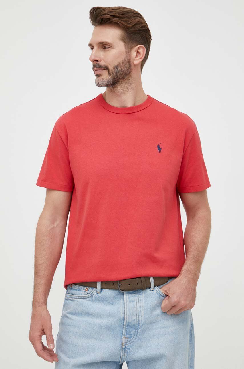 Levně Bavlněné tričko Polo Ralph Lauren červená barva