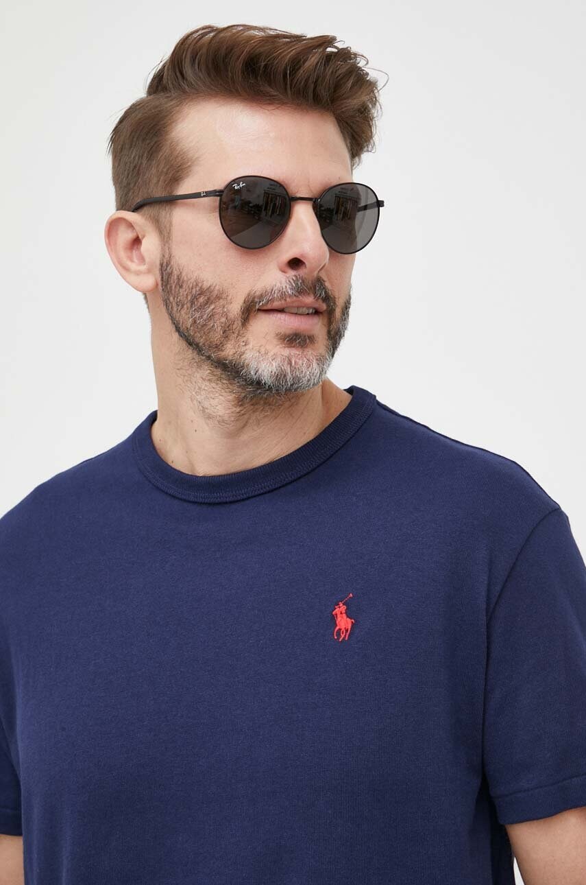

Бавовняна футболка Polo Ralph Lauren колір синій однотонний