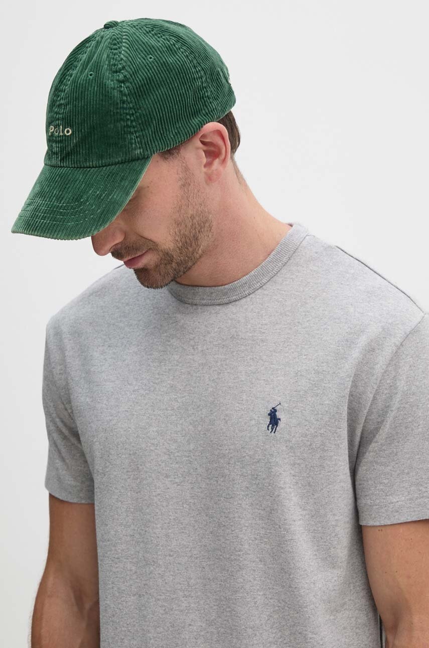 

Памучна тениска Polo Ralph Lauren в сиво с изчистен дизайн, Сив