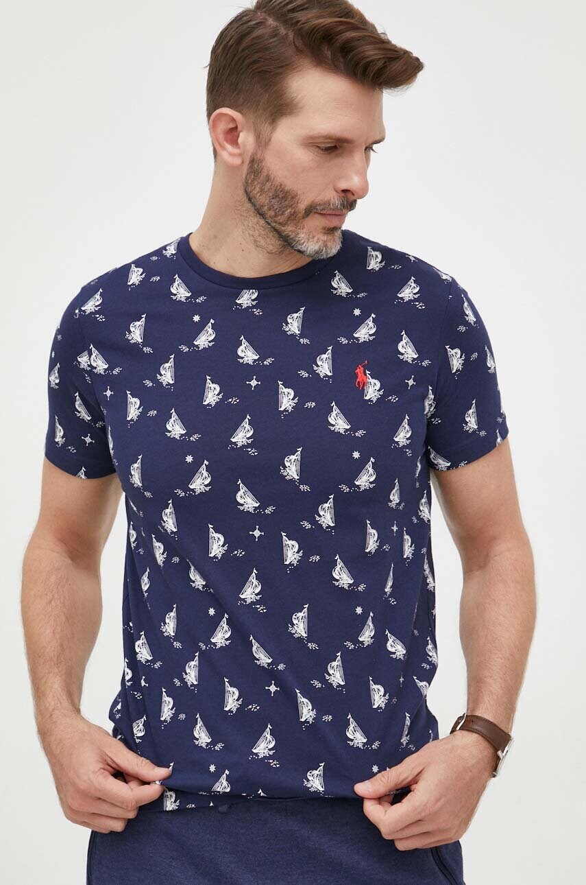 

Бавовняна футболка Polo Ralph Lauren колір синій візерунок