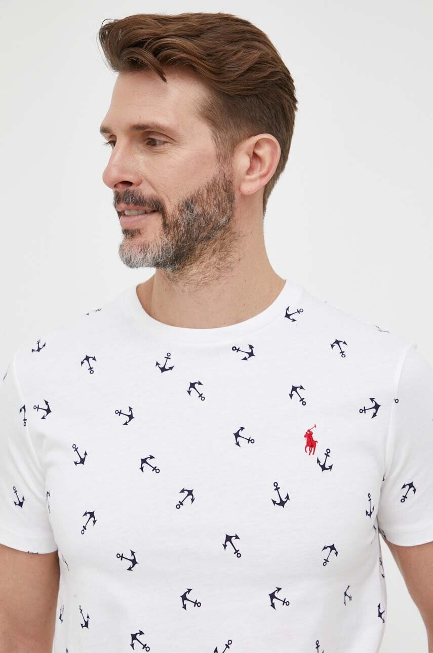 

Хлопковая футболка Polo Ralph Lauren цвет белый узорный