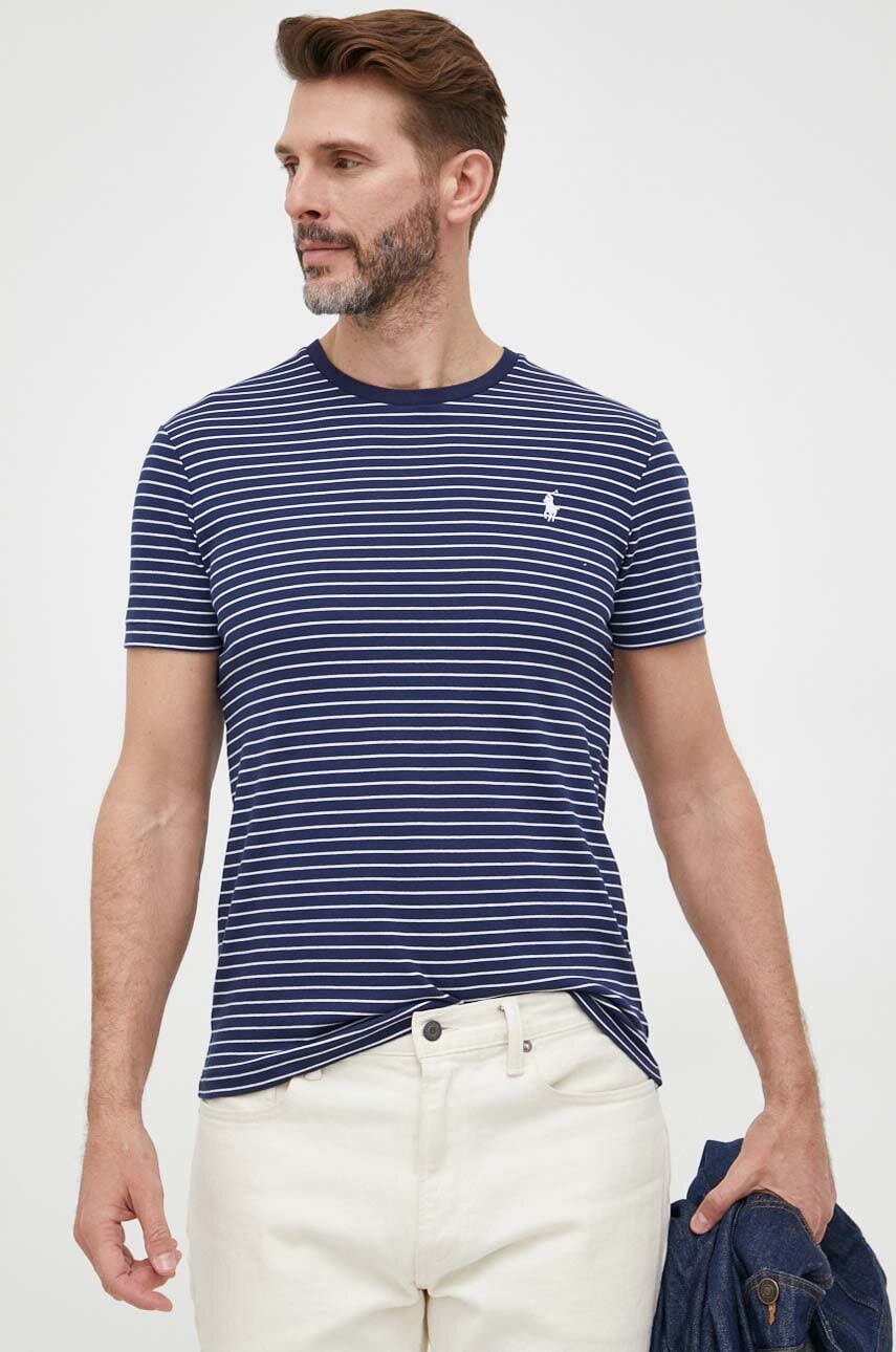 

Хлопковая футболка Polo Ralph Lauren цвет синий узорный