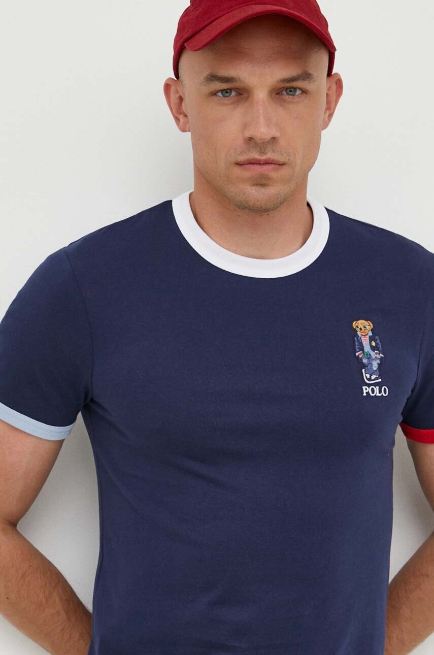 

Бавовняна футболка Polo Ralph Lauren колір синій візерунок
