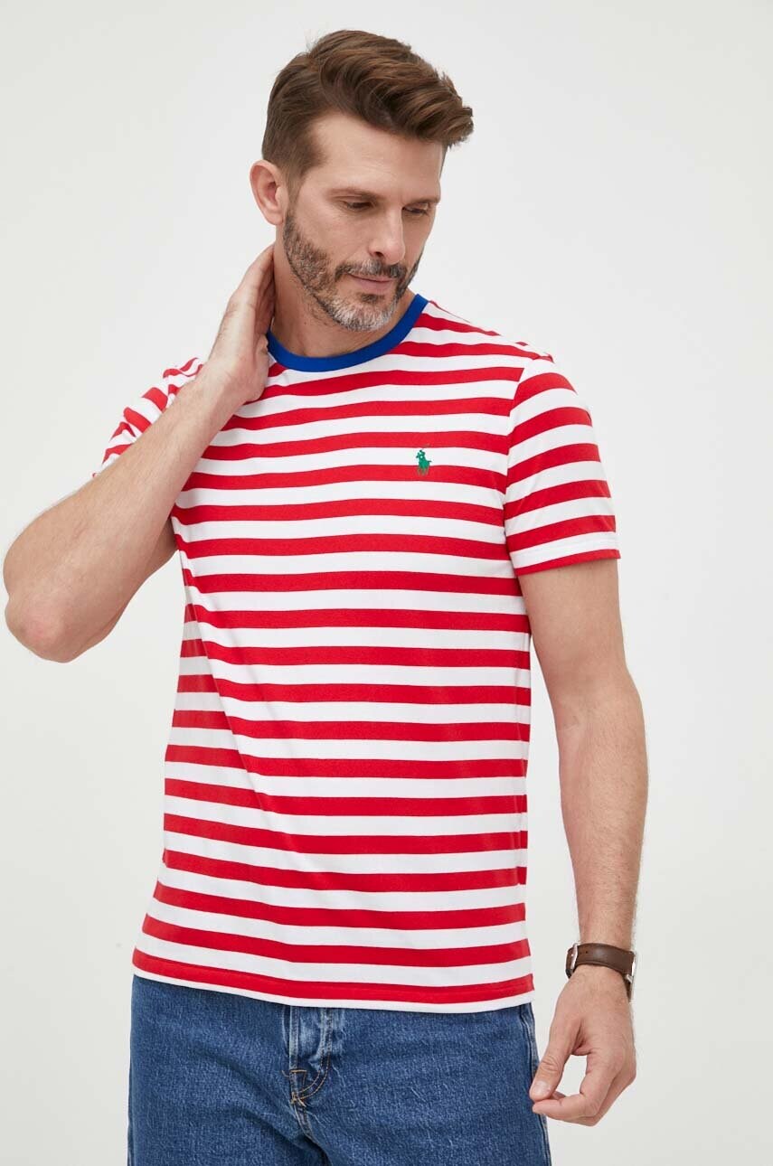 

Хлопковая футболка Polo Ralph Lauren цвет красный узорный
