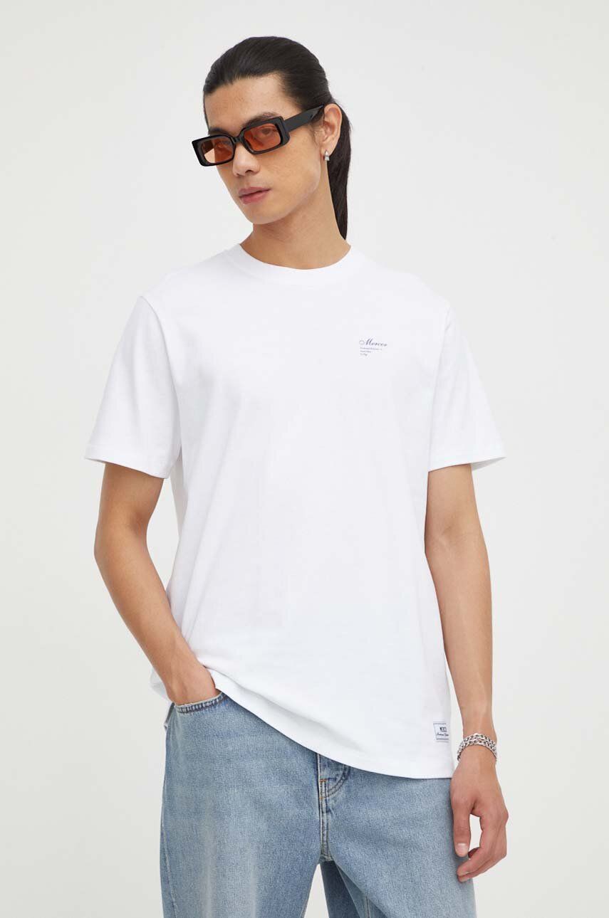 Levně Bavlněné tričko Mercer Amsterdam bílá barva