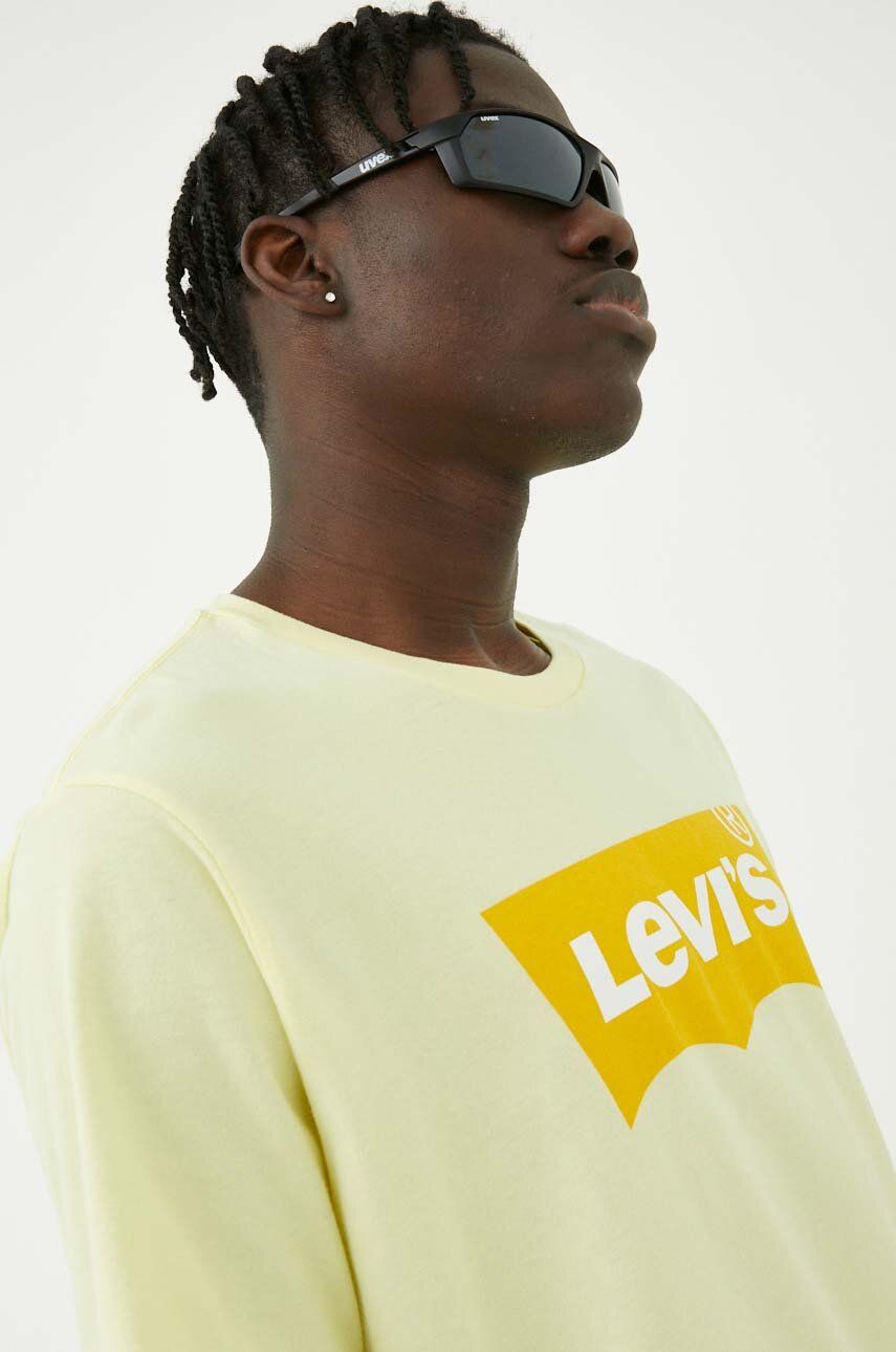 Levně Bavlněné tričko Levi's žlutá barva, s potiskem