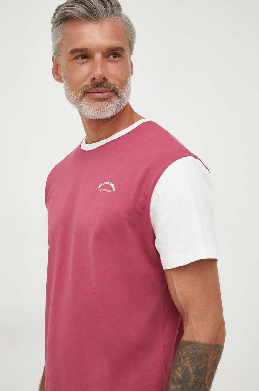 Pepe Jeans tricou din bumbac Wembley culoarea roz, modelator