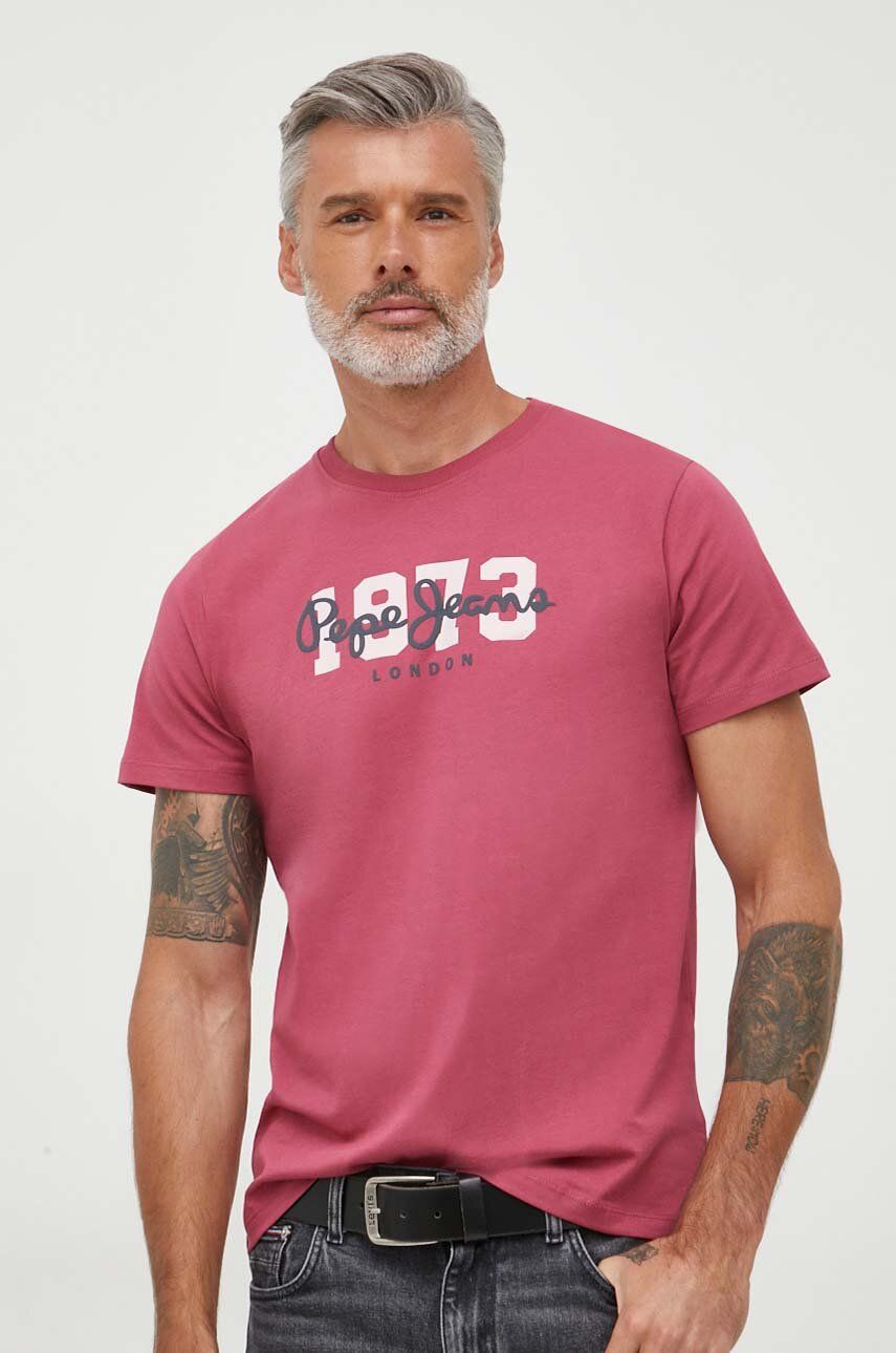 Bavlněné tričko Pepe Jeans Wolf růžová barva, s potiskem - růžová -  100 % Bavlna