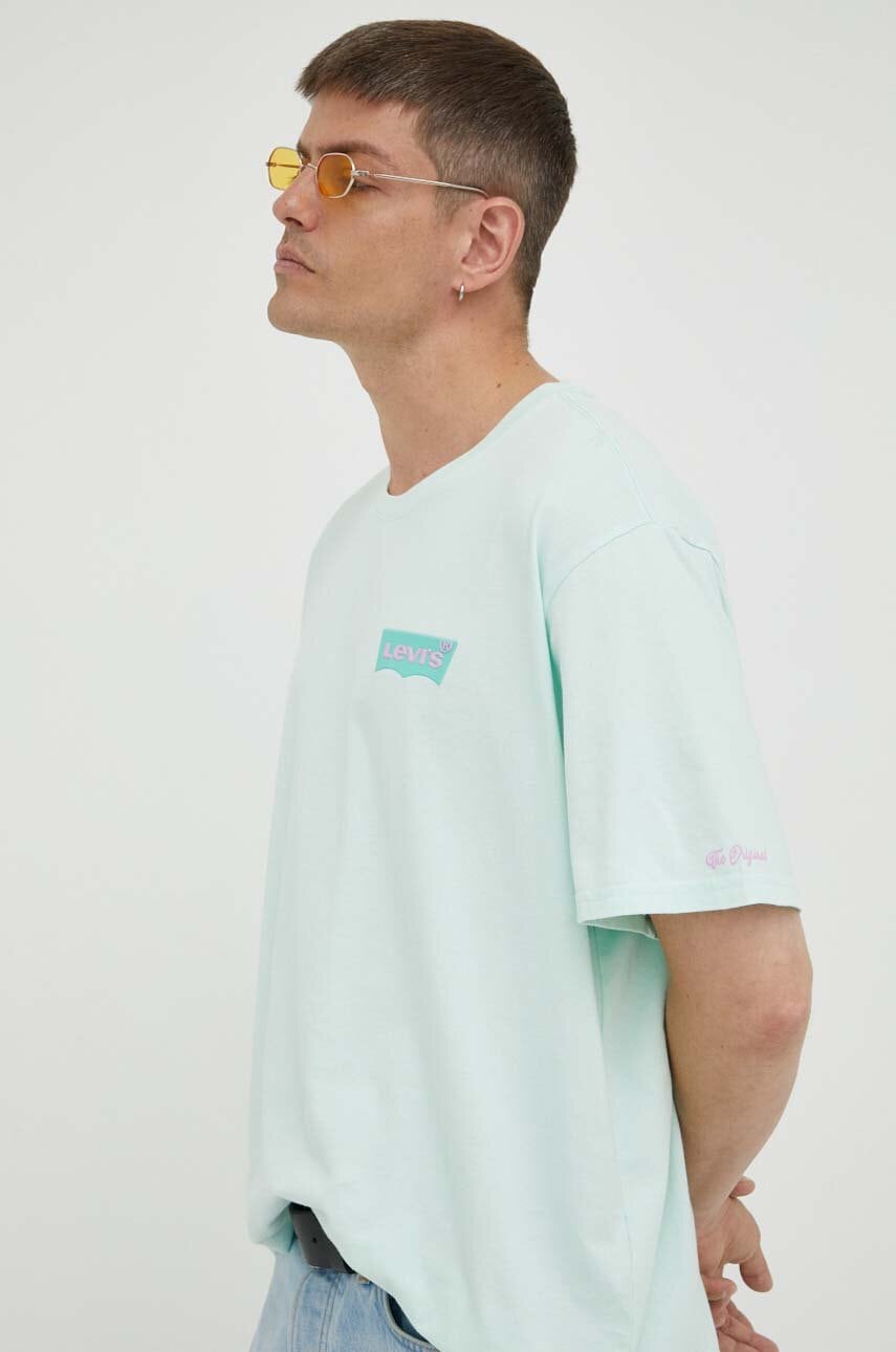 

Памучна тениска Levi' в зелено с принт, Зелен