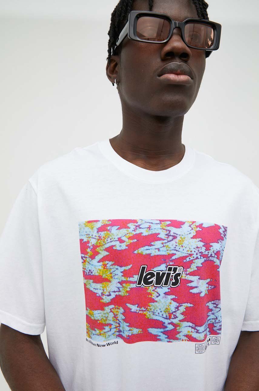 E-shop Bavlněné tričko Levi's bílá barva, s potiskem
