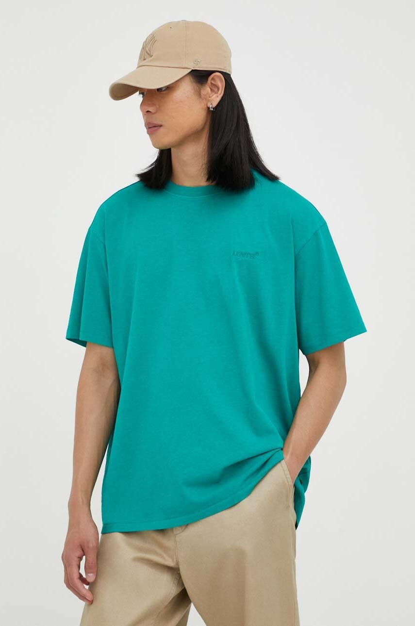 Levi's Tricou Din Bumbac Culoarea Verde, Neted