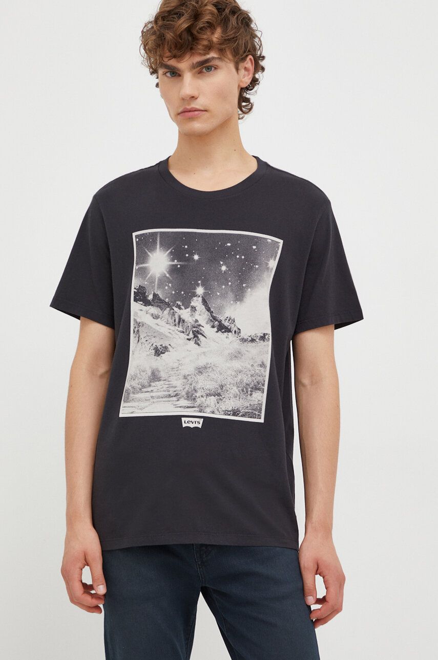 E-shop Bavlněné tričko Levi's černá barva, s potiskem