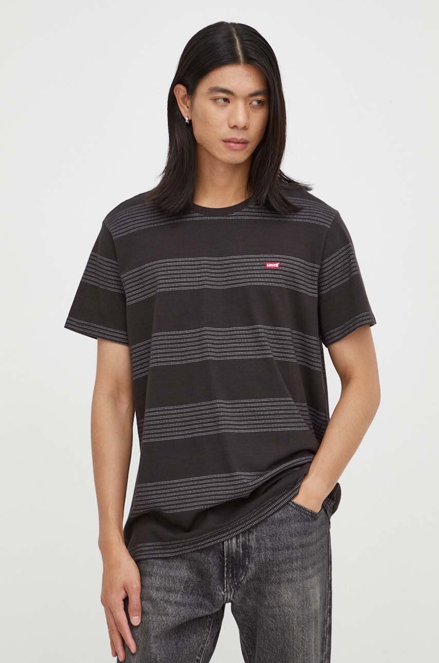 Tričko Levi′s černá barva, s potiskem - černá - 93 % Bavlna