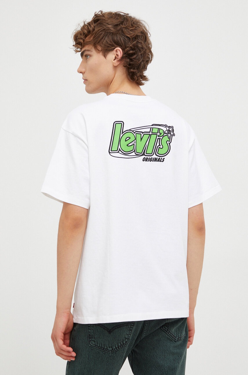 

Памучна тениска Levi' в бяло с принт, Бял