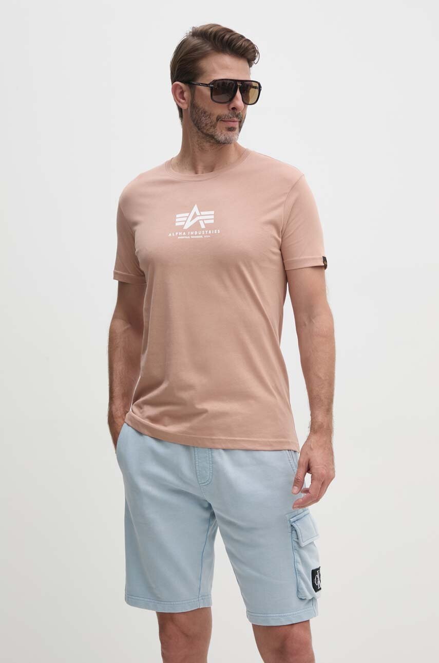 

Памучна тениска Alpha Industries в розово с принт, Розов