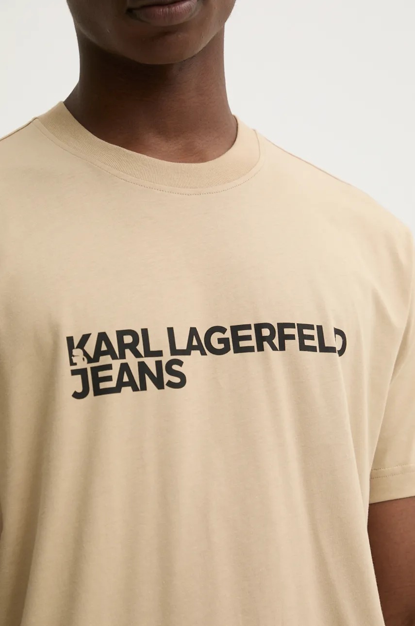 Бавовняна футболка Karl Lagerfeld Jeans колір бежевий з принтом 