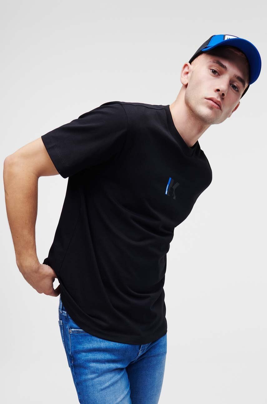 

Бавовняна футболка Karl Lagerfeld Jeans колір чорний з принтом