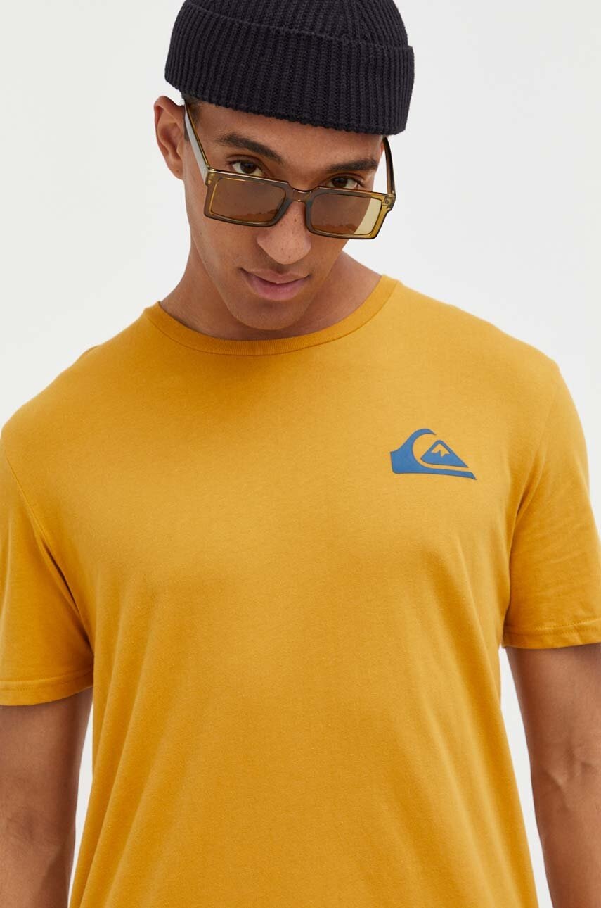

Бавовняна футболка Quiksilver колір жовтий з принтом