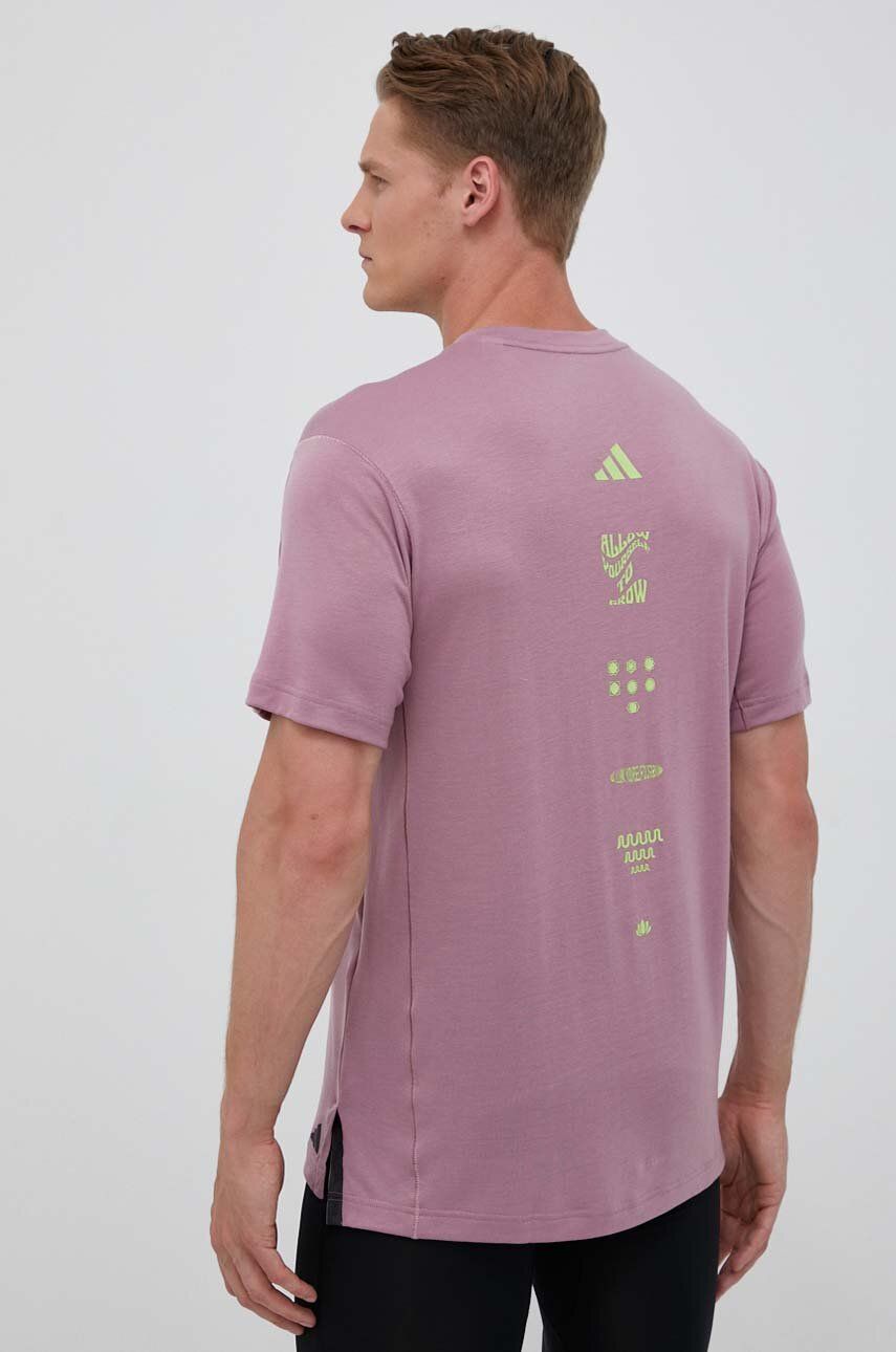 Tréninkové tričko adidas Performance růžová barva, s potiskem - růžová -  70 % Lyocell