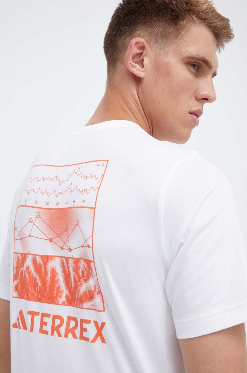 adidas TERREX tricou Graphic Altitude barbati, culoarea alb, cu imprimeu