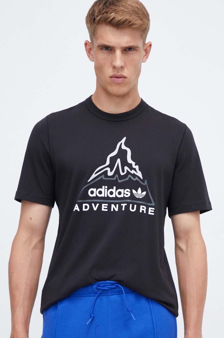 Levně Bavlněné tričko adidas Originals ADV VOLCANO černá barva, s potiskem