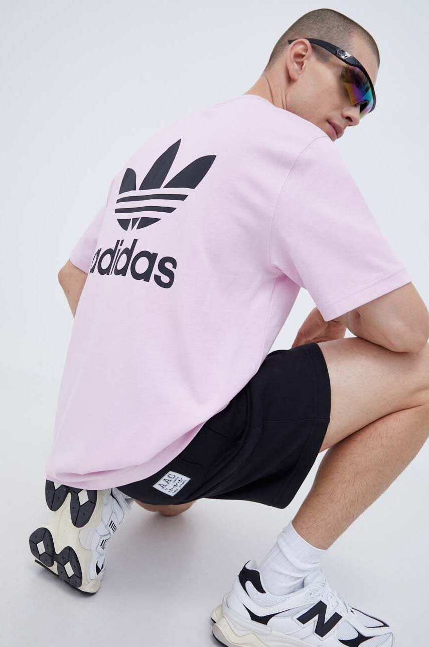 Bavlněné tričko adidas Originals růžová barva, s aplikací - růžová - 100 % Bavlna