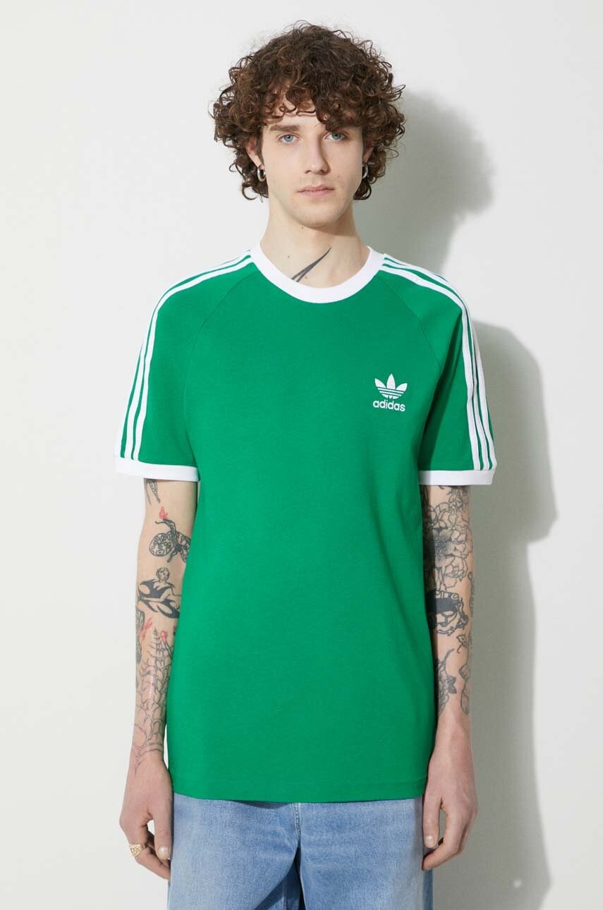 adidas Originals t-shirt bawełniany Adicolor 3-Stripes kolor zielony z nadrukiem IM0410