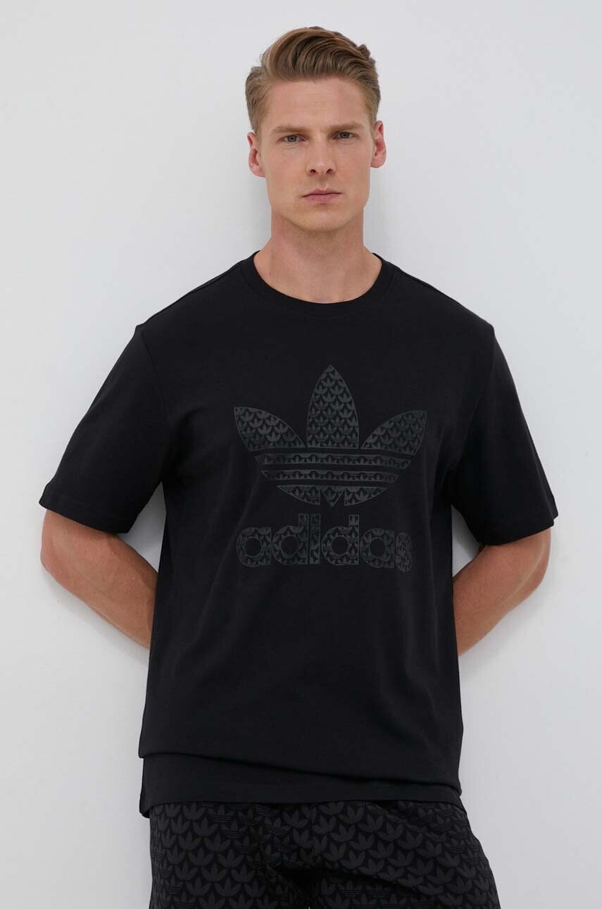 

Бавовняна футболка adidas Originals колір чорний з принтом