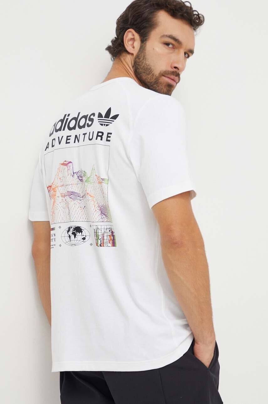 

Бавовняна футболка adidas Originals чоловічий колір бежевий з принтом