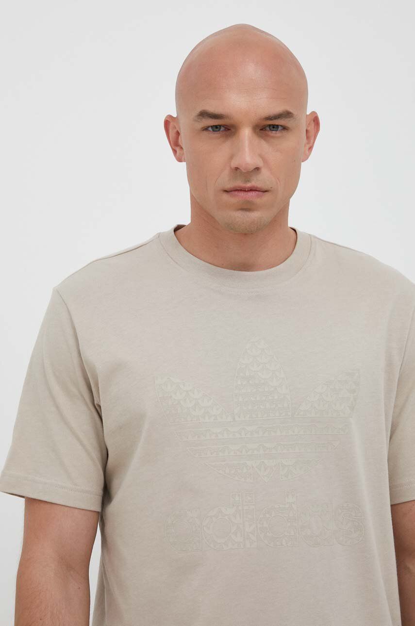 Bavlněné tričko adidas Originals béžová barva, s potiskem - béžová -  100 % Bavlna