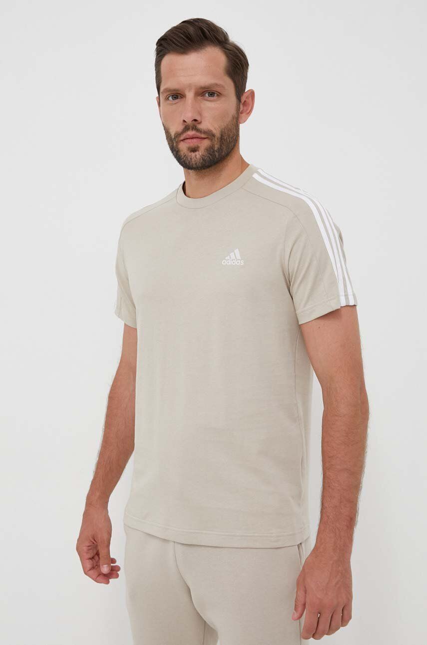Adidas Tricou Din Bumbac Culoarea Bej, Cu Imprimeu