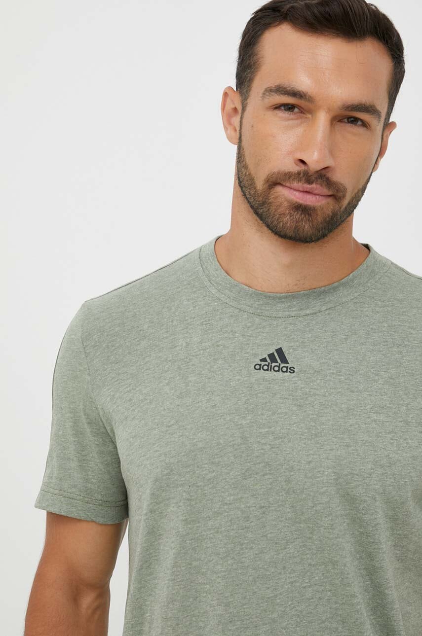 Adidas Tricou Barbati, Culoarea Verde, Cu Imprimeu