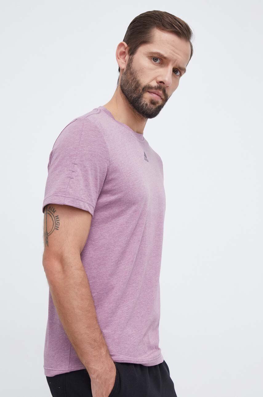Tričko adidas růžová barva, s potiskem - růžová - 60 % Bavlna