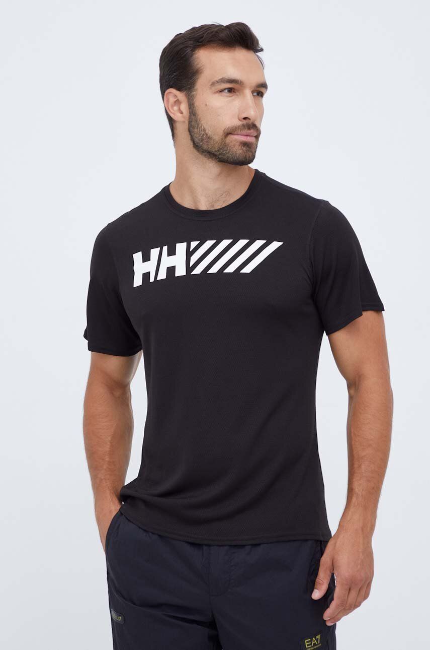 Sportovní tričko Helly Hansen Lifa Tech černá barva, s potiskem - černá - 65 % Polyester