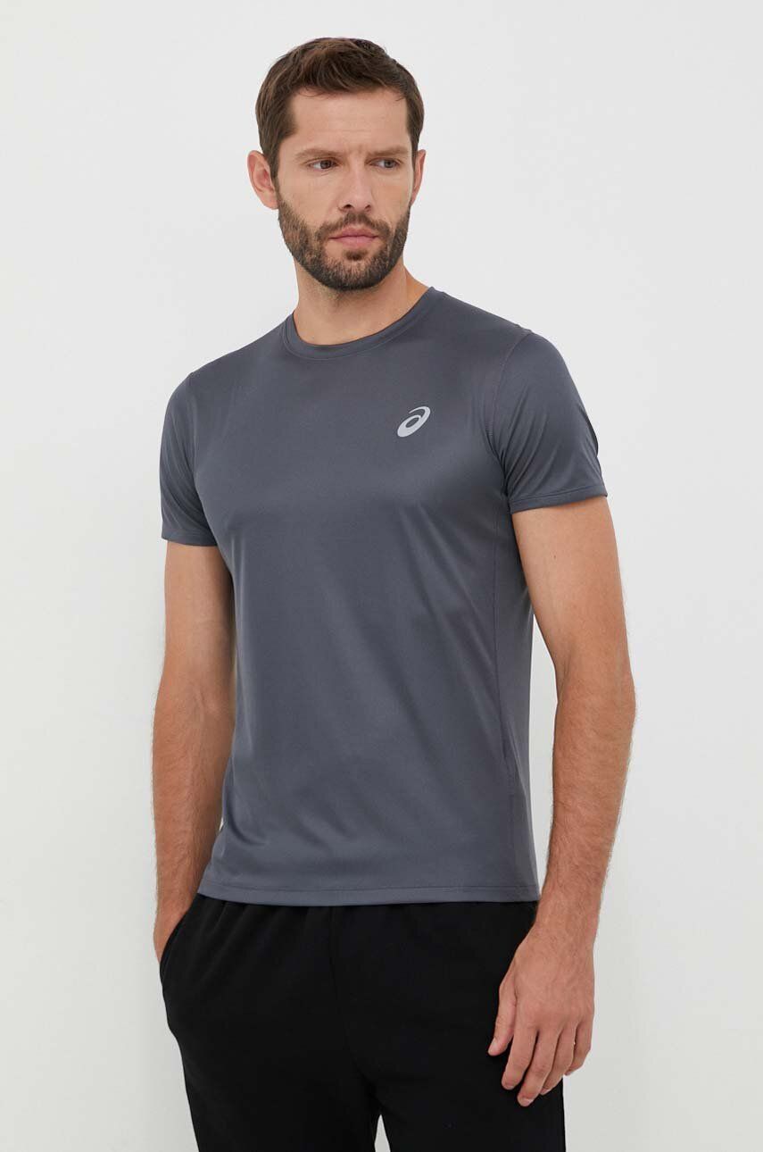 Běžecké tričko Asics Core šedá barva - šedá -  100 % Recyklovaný polyester