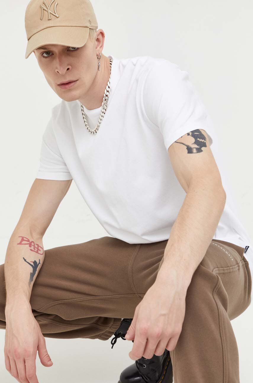 Hollister Co. tricou din bumbac barbati, culoarea alb, neted