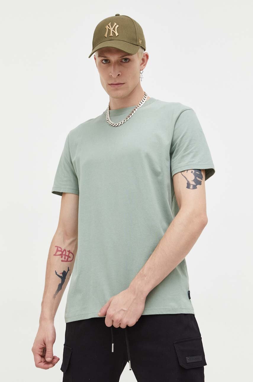 

Памучна тениска Hollister Co. в зелено с изчистен дизайн, Зелен
