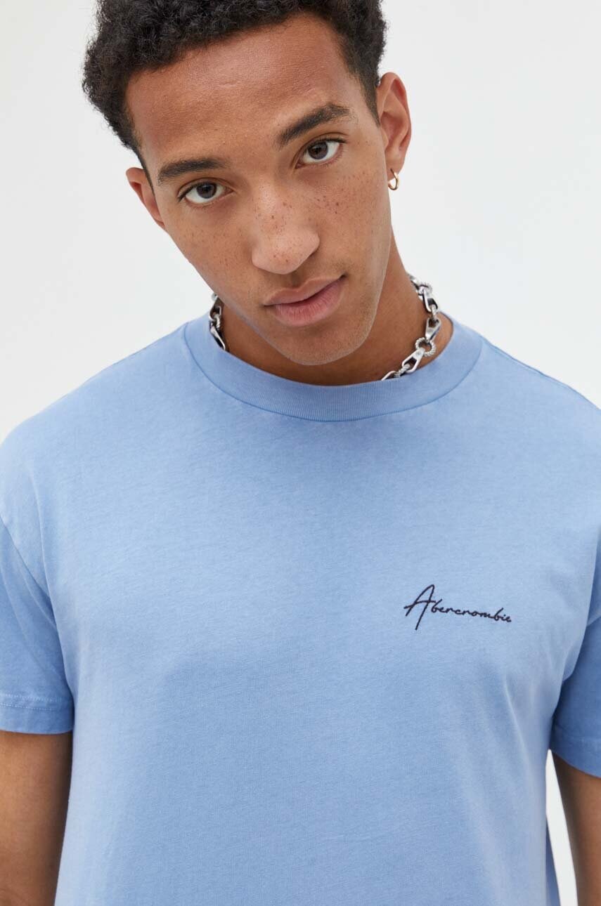 

Памучна тениска Abercrombie & Fitch в синьо с апликация, Син