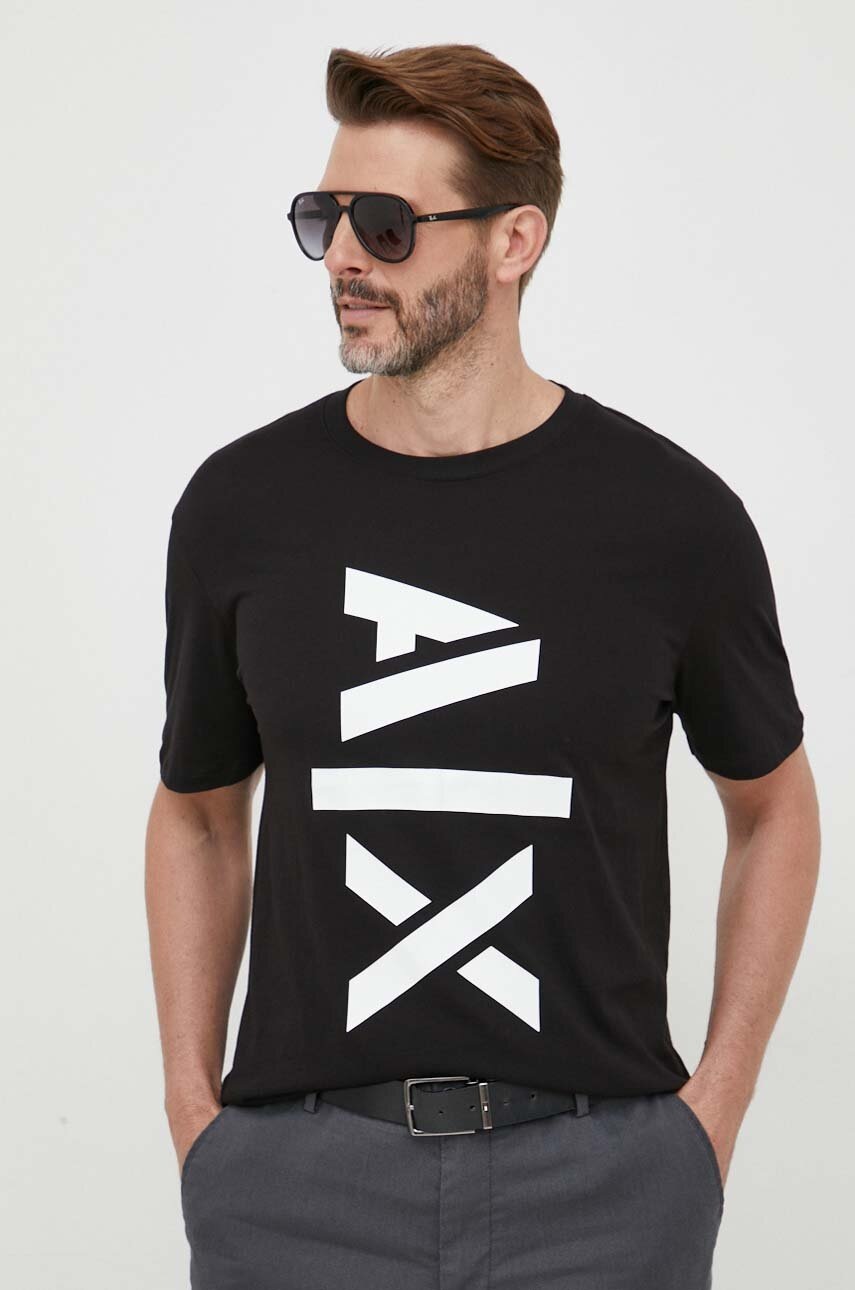 

Хлопковая футболка Armani Exchange цвет чёрный с принтом
