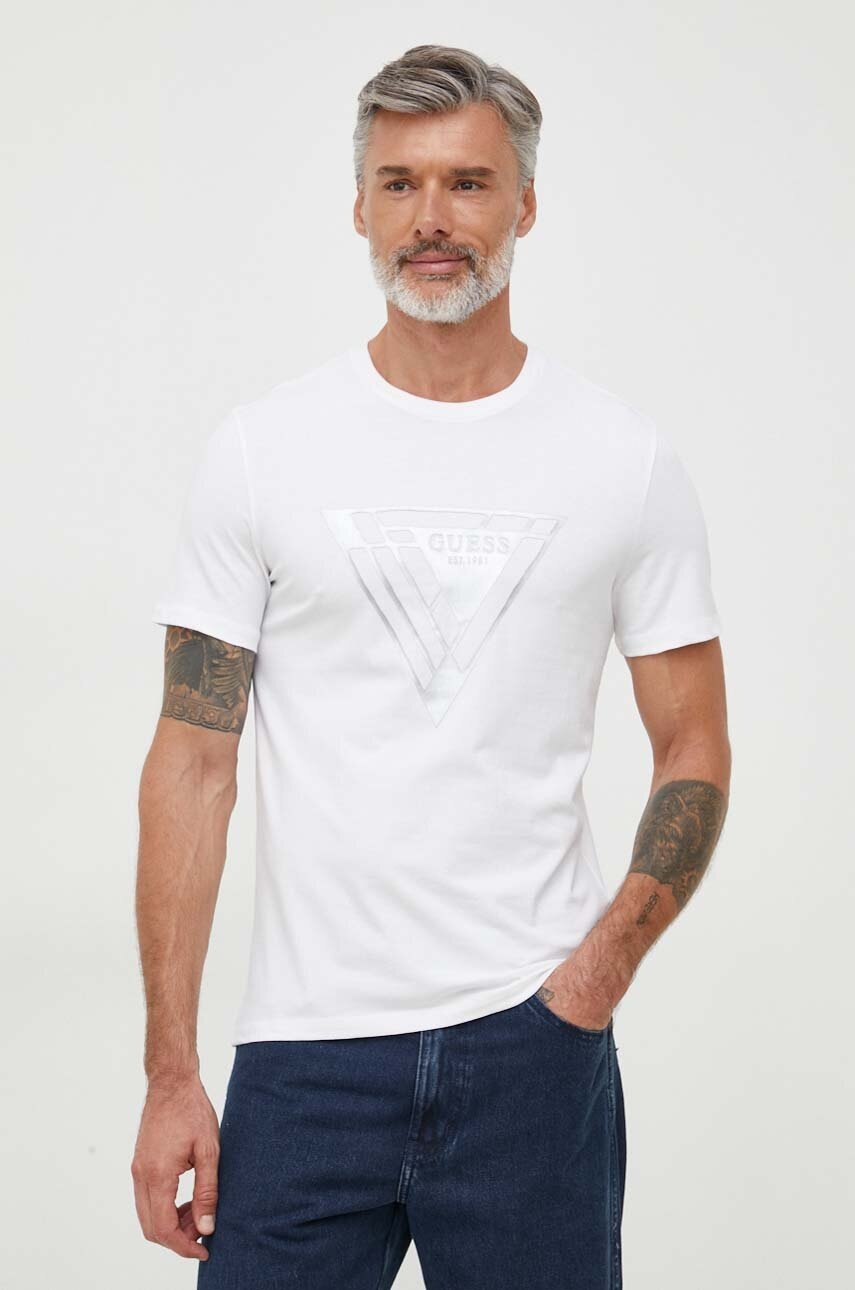 

Футболка Guess чоловічий колір білий з принтом