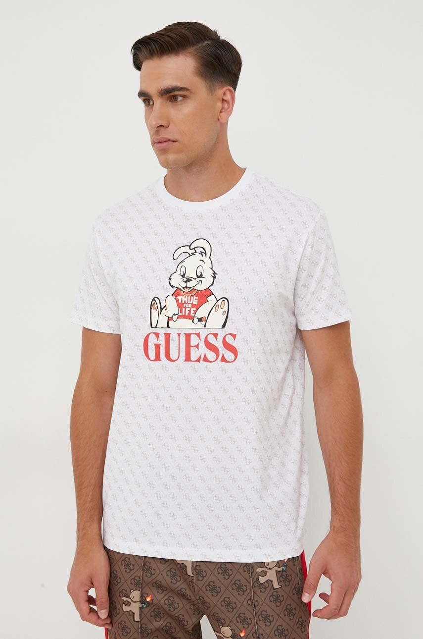 Tričko Guess Guess x Banksy béžová barva - béžová - 48 % Bavlna