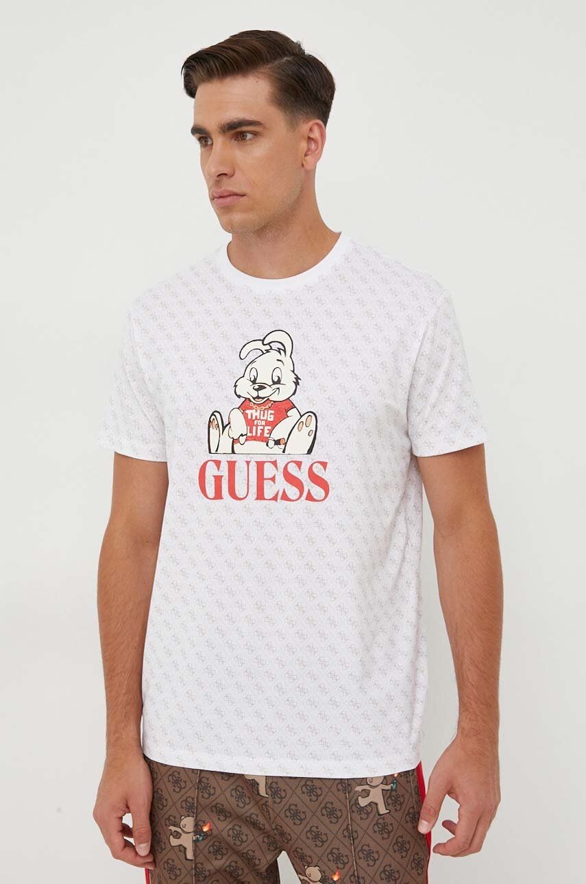 

Футболка Guess Guess x Banksy чоловіча колір бежевий візерунок