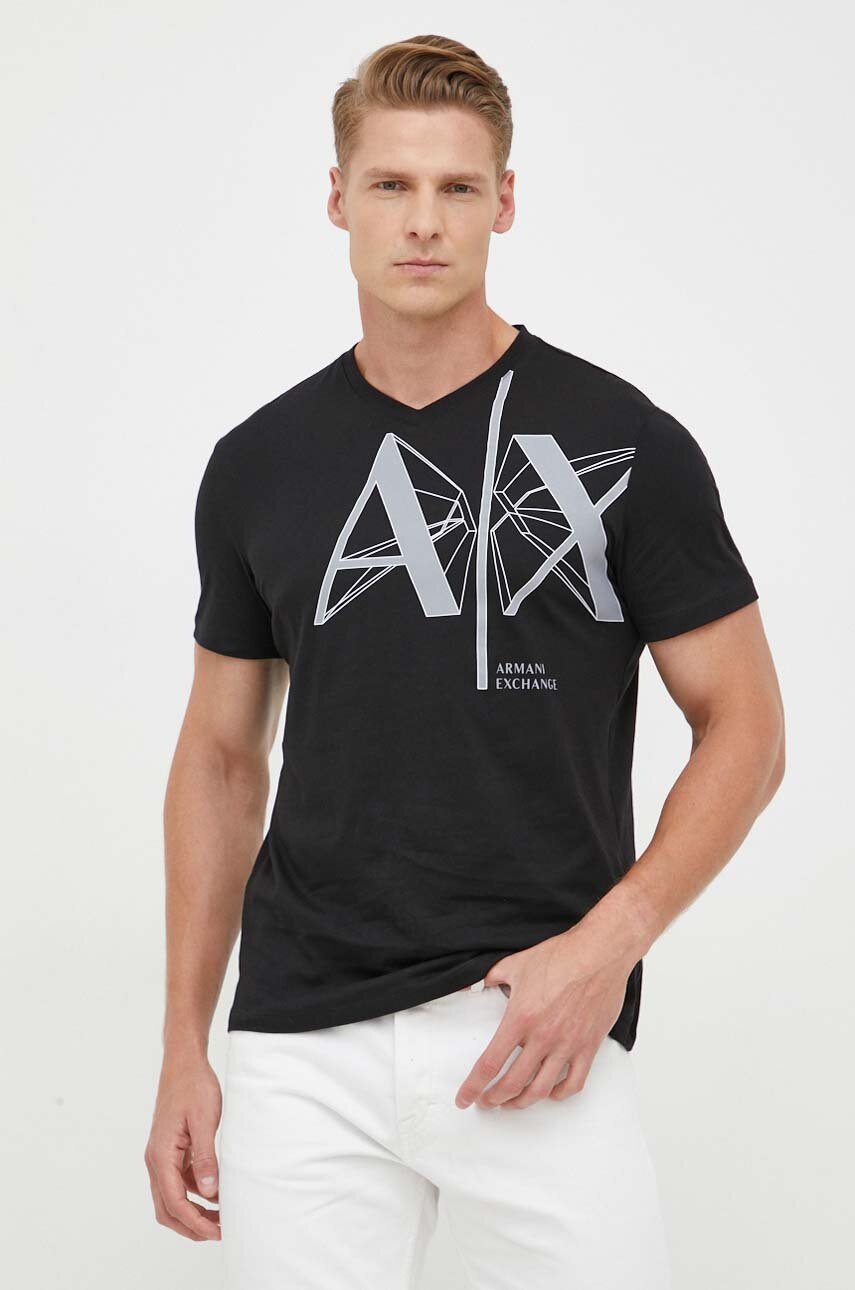 

Хлопковая футболка Armani Exchange цвет чёрный с принтом