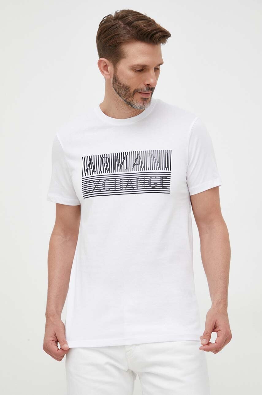 

Хлопковая футболка Armani Exchange цвет белый с принтом