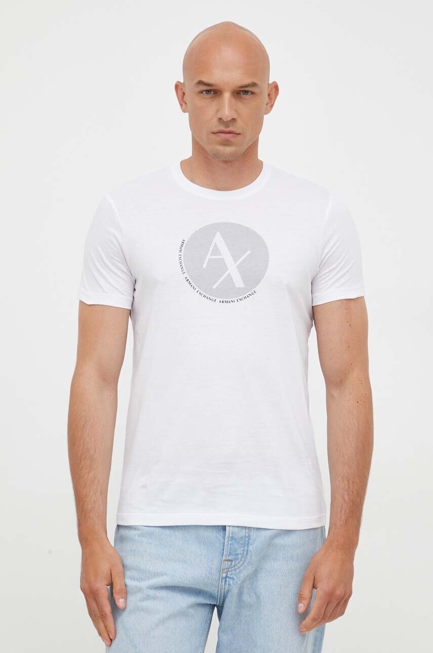 

Хлопковая футболка Armani Exchange цвет белый с принтом