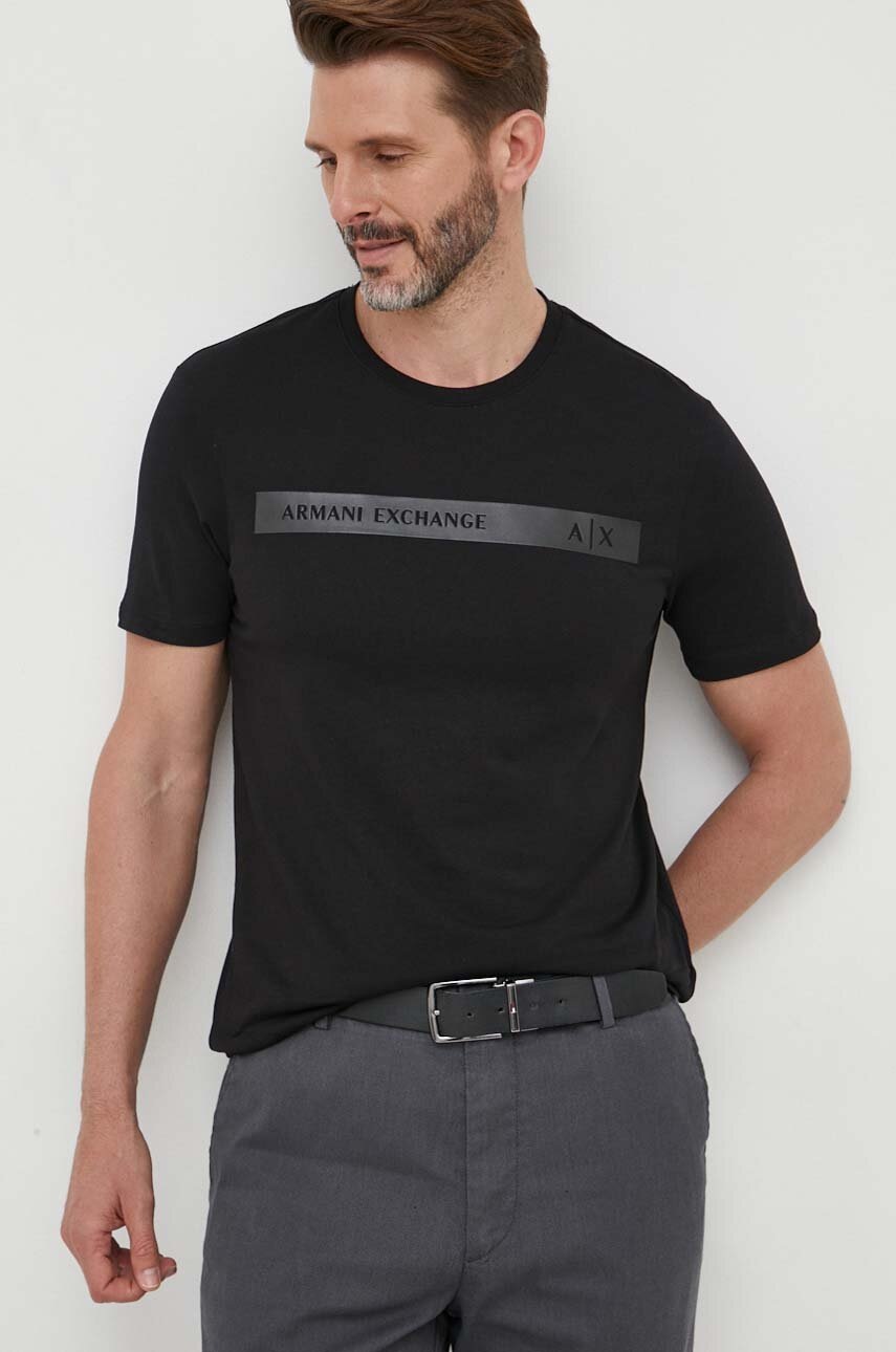 

Хлопковая футболка Armani Exchange цвет чёрный с принтом