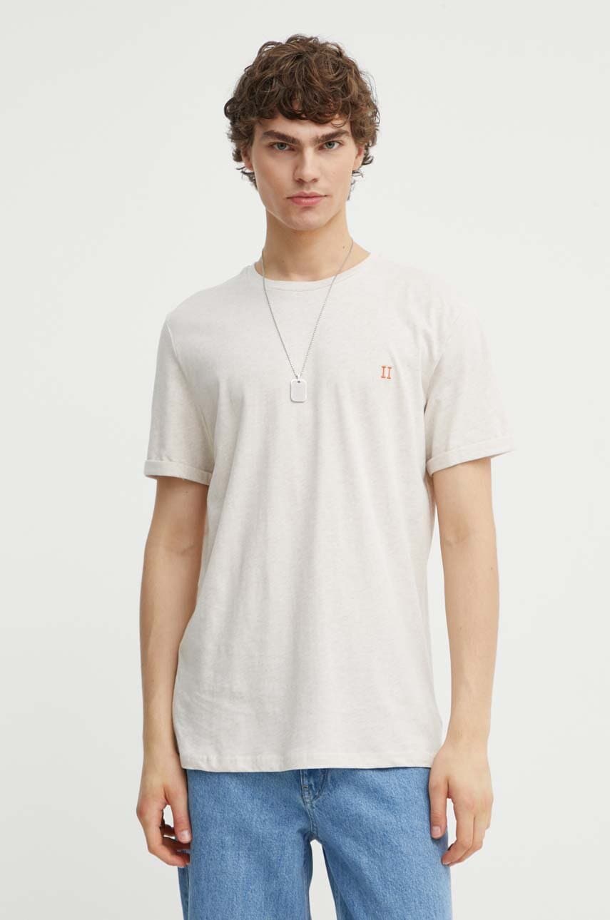 Les Deux tricou din bumbac culoarea bej, neted Les Deux tricou din bumbac culoarea bej, neted