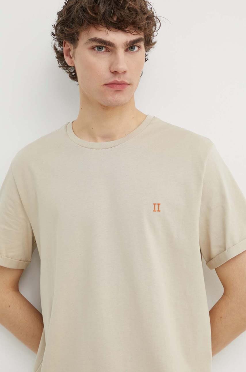 Les Deux tricou din bumbac culoarea bej, neted Les Deux tricou din bumbac culoarea bej, neted